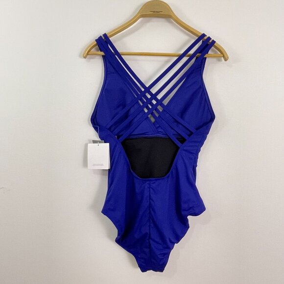 *La Blanca Island Goddess Multi Strap Cross-Back One-Piece Swimsuit Size 12 - Picture 3 of 10